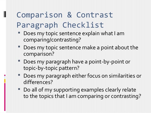 Compare and contrast essay checklist